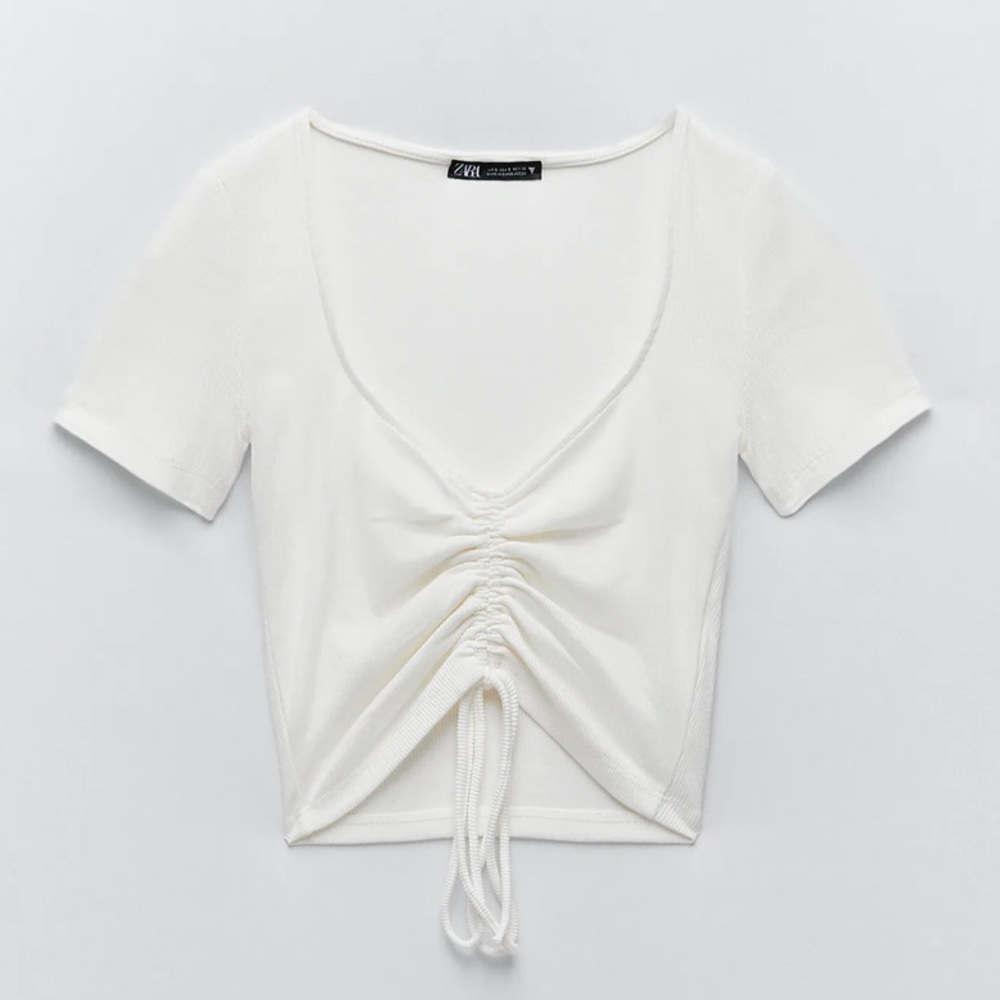 NWT Zara Ribbed Fop with Gathered Detail
